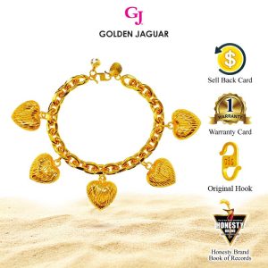 Emas Jaguar (8.79 g) GJ Gelang Tangan Rantai Tangan Bracelet  Sauh Padu 1.0 Love Kerang 24K Gold Plated Jewellery (21461001-LKP)