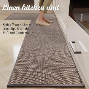 Alas Kaki Karpet Dapur, Anti Slip Getah Sokongan Kalis Air Minyak, Linen Tenunan Karpet Menyerap Air Yang Kuat, Tikar Dapur, Alas Lantai, Sesuaiuntuk Pintu Masuk