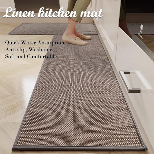 Alas Kaki Karpet Dapur, Anti Slip Getah Sokongan Kalis Air Minyak, Linen Tenunan Karpet Menyerap Air Yang Kuat, Tikar Dapur, Alas Lantai, Sesuaiuntuk Pintu Masuk