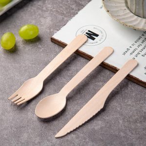 Sudu Garpu Kutleri Kayu Boleh Terbiodegradasi Pakai Sudu Sudu Garpu Pisau Pisau Pinggan Pinggan Pencuci Mulut Barat Garpu Buah Buluh Cutlery Kitchenware