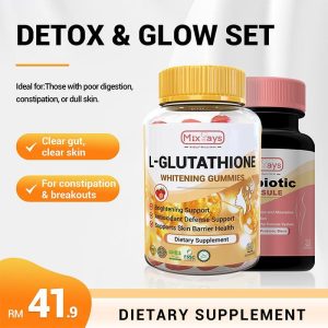 【MixSays】Set Detox & Glow Suplemen｜Usus Sihat & Kulit Berseri