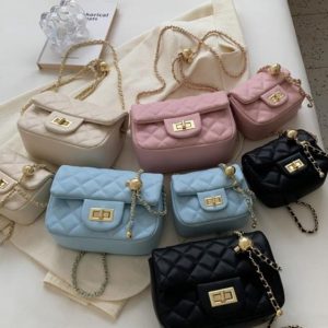 MILA - CALLA Korea Fashion Leather Sling Bag women Diamond Crossbody Shoulder Bag Chain Bag Matching Beg Ibu Anak 1 set Sling Bag