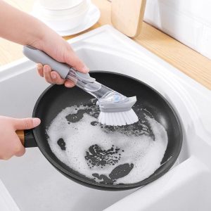 Berus Pembasuh Periuk Cecair Automatik Jenis Tekan Sabun Pencuci Cecair Berus Cuci Pinggan Berus Periuk Dapur Kreatif Berus Periuk Isi Rumah Padam Kotoran Supplies