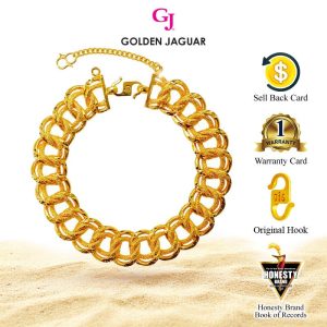 Emas Jaguar (11.56 g) GJ Gelang Tangan Bracelet Coco Pasir Kikir Licin 24K Gold Plated Jewellery (2461501B)