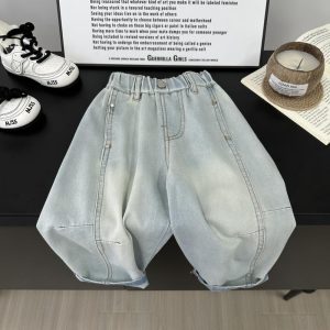 Seluar Jeans Cuci Cahaya Aurora, untuk Lelaki, Denim Berat Musim Panas, Edisi Label Putih, Tersedia dalam Saiz 90-140cm, Sesuai untuk Umur 3-10, Berat: 9-34kg, Kualiti Premium, CK174-zlch