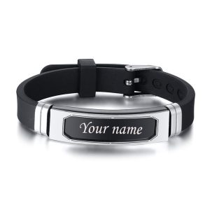 Gelang Tangan Silikon Peribadi, Boleh Disesuaikan Percuma, Untuk Lelaki, Diperbuat daripada Keluli Tahan Karat, dengan Nama Berukir, Sesuai untuk Sukan seperti Tenis, Gelang Tali, Gelang ID Kalis Warna, [COD], Gelang ，Bangles Bracelets Jewelry