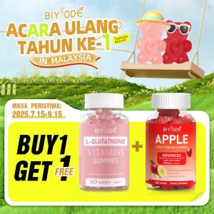 【Acara terhad】BIYODE PROMO ULANG TAHUN BIYODE BELI 1 PERCUMA 1 - Set Gluta & Cuka Epal Hanya 120 Biji VEGAN