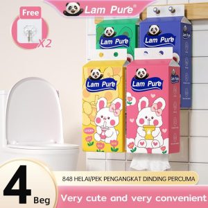 [4 Pek] Tisu Muka Gantung, Rekaan Comel, Sesuai untuk Pelbagai Senario, Pakai Buang