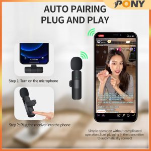 2in1 Wireless Microphone Recording Mircophone Smart Noise Cancelling Mini Portable Lavalier Mic  Transmitter Receiver   for iPhone, Android,Crystal Clear Sound Quality for Recording, Live Streaming, Video Recoding Interview Support Multi-Channel  Mixing