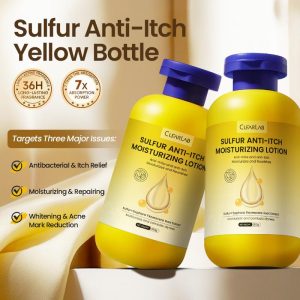 ClearLab Sulfur anti-itch and Moisturizing Body lotion improves dry and itchy skin and provides long-lasting moisture and nourishment