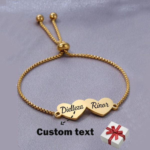 Gelang Keluli Tahan Karat, Disesuaikan dengan Nama Berukir dan Simbol Infiniti, Untuk Wanita, Rantai Mutiara Boleh Laras, Barang Kemas Vintaj, Aksesori Fesyen, Sesuai untuk Pesta, Cuti, Hadiah Krismas