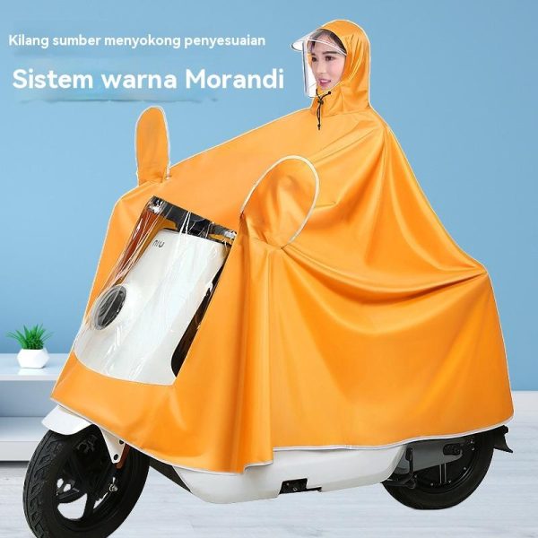 Baju Hujan Kereta Elektrik, Badan Penuh Panjang, Sesuai untuk Motosikal, Kalis Hujan, Kereta Bateri, Ponco, Tebal, Saiz Besar, Tunggal ultralight red dots