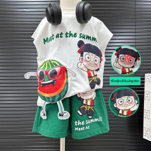 Set Nezha Tembikai, untuk Lelaki, Gaya Eropah Musim Panas, Comel dan Dicetak, Berbentuk Sejuk. Pakaian Renang Kanak-kanak, AT922, Sesuai untuk Kanak-kanak Berumur 3-10 Tahun (9-34kg), Tersedia dalam Saiz 90-140-zlch