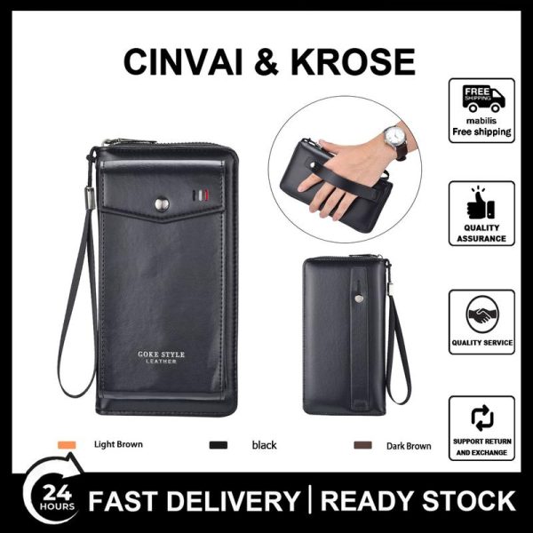 Dompet Lelaki, Gaya Panjang, Klac, Beg Telefon Bimbit, Beg ID, Beg Fail Kenderaan, Kapasiti Besar, Pelbagai fungsi, Boleh Laras Berbilang Kedudukan, Reka Bentuk Kasual Klasik, Dompet # 671