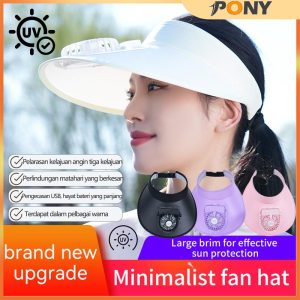 Topi Kipas Penyejuk USB Wanita - Topi Matahari Mudah Alih dengan Kelajuan Angin Boleh Laras, Topi Musim Panas Luaran dengan Pelbagai Warna