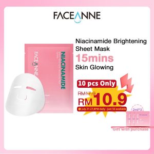 FaceAnne Niacinamide Instant Cooling Brightening Mask with Hyaluronic Acid & Resurrection Plant – Ice-Cool Hydration/ Fades Spots/Soothes Sensitivity