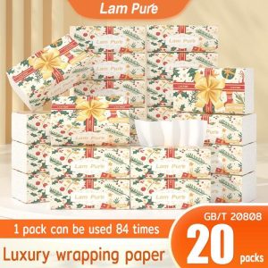 [20 pek] Lam Tulen 8D Arnab Comel Napkin Pembungkusan, Pekeliling, 204 keping setiap pek, Pekeliling, Mudah dan Mudah, Penghantaran Percuma, Tisu, 1 kotak, 20 pek