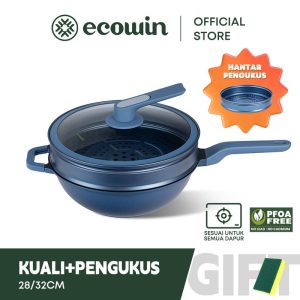 Ecowin cookware Non stick Wok Frying pan Micro Pressure Cooker Pan Sekop logam boleh digunakan Metal Handle Kitchenware