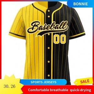 Baju Sukan Besbol Berjalur, Boleh Disesuaikan, Baju Sofbol Berjalur Nipis, dengan Nama dan Nombor, Sesuai untuk Lelaki, Wanita dan Belia Sport Jersey Batik Baju Kerja Batik Clothing Jersi Labuh，SS24