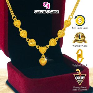 Emas Jaguar (10.13 g) GJ Gold Plated Rantai Leher Choker Papan Full Love 0.3 50cm + Box Necklace (416450309-FOL+12101BN)