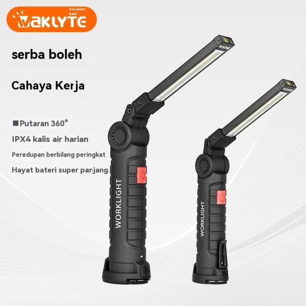 Tongkat Berjalan Boleh Dicas semula Lampu Amaran Merah Lampu Amaran Luaran Lampu Pemeriksaan Luaran Pembaikan Kereta Pelbagai Fungsi Lipat Lampu Kerja Magnet Kuat Portable Home