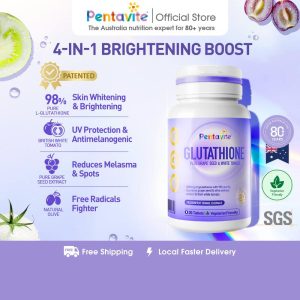 Pentavite Glutathione Mencerahkan Dari Dalam Ditambah Biji Anggur & Tomato Putih, Oren Markisa Boleh Kunyah (30-120 Tablets for Adult) | Brightening from Within, Chewable Tablets