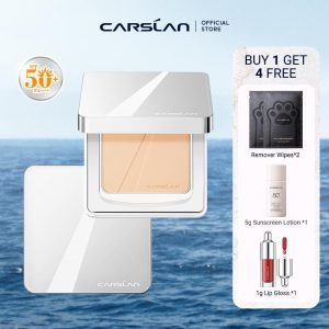 CARSLAN SPF50+ PA+++ Serbuk Tertekan Pelindung Matahari Cloud Touch Soft Focus, Tahan Air, Tahan Lama 24 Jam, Kawalan Minyak, Akhiran Matte, Serbuk Setting Bebas Talcum, 9g