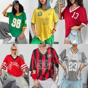 Kemeja-T Longgar Bersaiz Besar, Gaya Korea, NO.98, Uniseks, Tanpa Lengan Pendek, Kemeja-T Bola Sepak, Pakaian Jalanan, Untuk Wanita, Trend Panas 2024 Tops