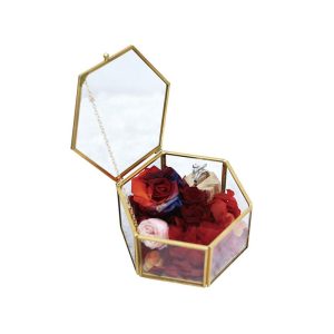 Kotak Cincin Perkahwinan, Reka Bentuk Mudah Moden, Bentuk Heksagon, Bahan Kaca Jelas, Sesuai untuk Hadiah Hari Lahir, Penyimpanan Barang Kemas Supplies