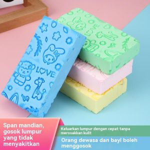 Span Mandian Bercetak Ketumpatan Tinggi Span Mandi Kanak-kanak Alat Pengelupasan Bayi Alat Mandi Scrubber Mandi Tanpa Sakit