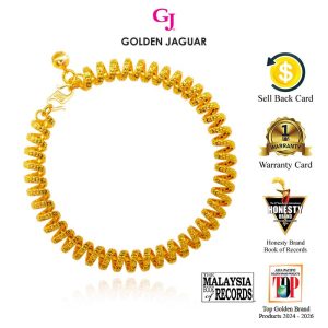 Emas Jaguar (9.76 g) GJ Gelang Tangan Rantai Tangan Bangle Getah Rambut Kikir Polo 24K Gold Plated Jewellery (51611)