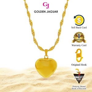 Emas Jaguar (6.26 g) GJ Rantai Leher Necklace Gila Gila SS 50CM + Loket Love Gemok 24K Gold Plated (456500203+LGM75616)