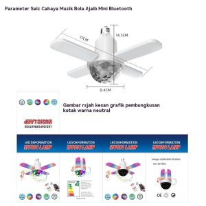 Lampu Muzik Bola Ajaib Bluetooth Mini Bluetooth Wayarles RGB Berwarna-warni Lampu Empat Daun Mini Audio Speaker