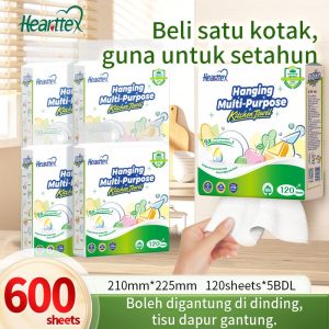 [5 pek] [Kait percuma] Kertas dapur gantung Hearttex, sentuhan makanan, saiz lebih besar