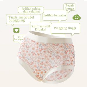 ​Magic Will Seluar Dalam Pinggang Tinggi Kapas Selangkangan Antibac Dusty Pink Lace Comel 3 Pasang​