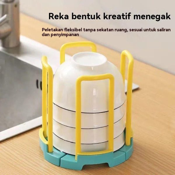 Rak Penyimpanan Dapur Rak Pengeringan Rak Perkakas Rak Pinggan Pinggan Mangkuk Pisau Kotak Penyimpanan Dua Lapisan Rak Perkakas Makan