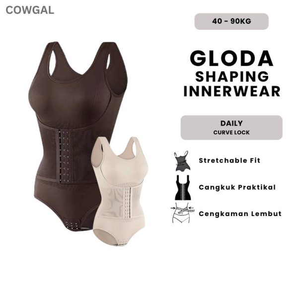 Baju Dalam Wanita COWGAL Gloda – Body Suit Selesa dengan Cangkuk Depan & Bukaan Bawah