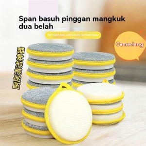 Dua Muka Span, Lap Dapur, Basuh Pinggan, Periuk Berus Span, Alat Hebat, Kain Pembersih Rumah Tangga, Tidak Terkena Minyak, Bola Wayar Keluli Supplies scrub