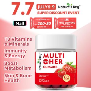 [Promote] Nature's Key Gummy multivitamin wanita, mengandungi Vitamin A, C, D, E, kompleks B serta mineral seperti kalsium, zink, selenium, asid folik, dan lain-lain. Meningkatkan metabolisme dan melengkapkan pelbagai nutrien