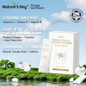 [Promote] Nature's Key white tomato collagen powder Serbuk Cerah Harian” - Minuman Kolagen & Kecantikan | Cerah, Lembap & Muda dari Dalam Vitamin Supplement
