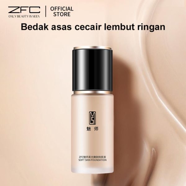 【Asli rasmi】Asas Cecair, ZFC Mei Shi Lembut Bercahaya, Tahan Lama, Sesuai untuk Kulit Kering, Mampu Milik, Sutera dan Menghidrat, Concealment, Ringan, Tanpa Cacat, Sesuai untuk Solekan, dengan Concealer, Sesuai untuk Kulit Kering