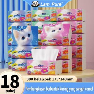 [ 18 Pek ] Kertas Tisu Kucing, Pek Ekstra Besar (14.5 * 17.5 cm), 6840 Keping