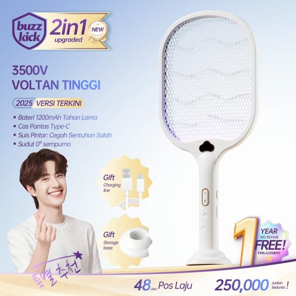 Electric Fly Swatter Racket 3500V Bug Zapper Racket Dual Modes Mosquito Killer with Purple Mosquito Light Rechargeable for Indoor Home Office Backyard Patio Camping