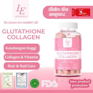 Gummies Kolagen Glutathione, Lifessence, L-glutathione 250mg, Jualan Kilat, Mencerahkan Kulit, Sesuai untuk Wanita, Mengejar Pemutihan