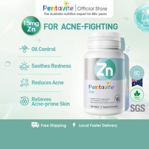 Pentavite Zink 15mg Untuk Melawan Jerawat dan Kawalan Minyak Boleh Kunyah (30-120 tablets for Adult) | Zinc, for Acne-fighting and Oil Control, Chewable tablets