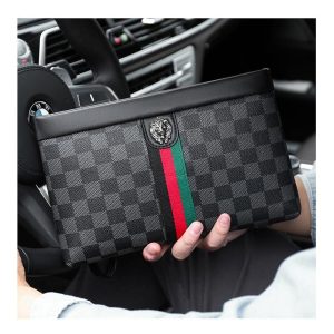 Men's Leather Handcarry Clutch Bag Stylish Multifunction Long Mobile Kulit