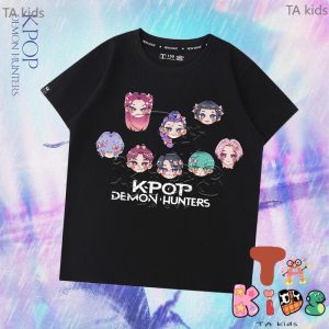 Kemeja-T Filem Pemburu Iblis, Gaya KPop, HUNTR / X & Hanya, Untuk Kanak-kanak Lelaki, Cetakan Fesyen, Uniseks, Sesuai untuk Lelaki dan Perempuan, # DH016.