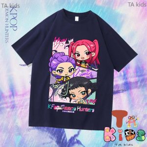 Kemeja-T Filem Pemburu Iblis, Gaya KPop, HUNTR / X, Untuk Kanak-kanak, Cetakan Fesyen, Uniseks, Sesuai untuk Lelaki dan Perempuan, # DH003.