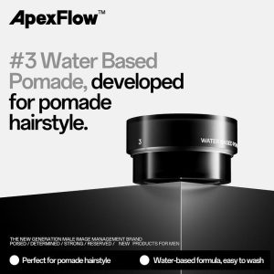 ApexFlow #3 Water Based Pomade Rambut Lelaki Pomade Hair Styling Slicked Back Head Strong Hold with Eco Refill