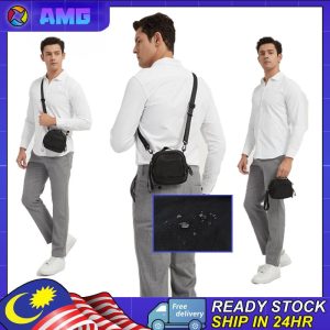 AMG black Crossbody Bags for man multi layer compartments